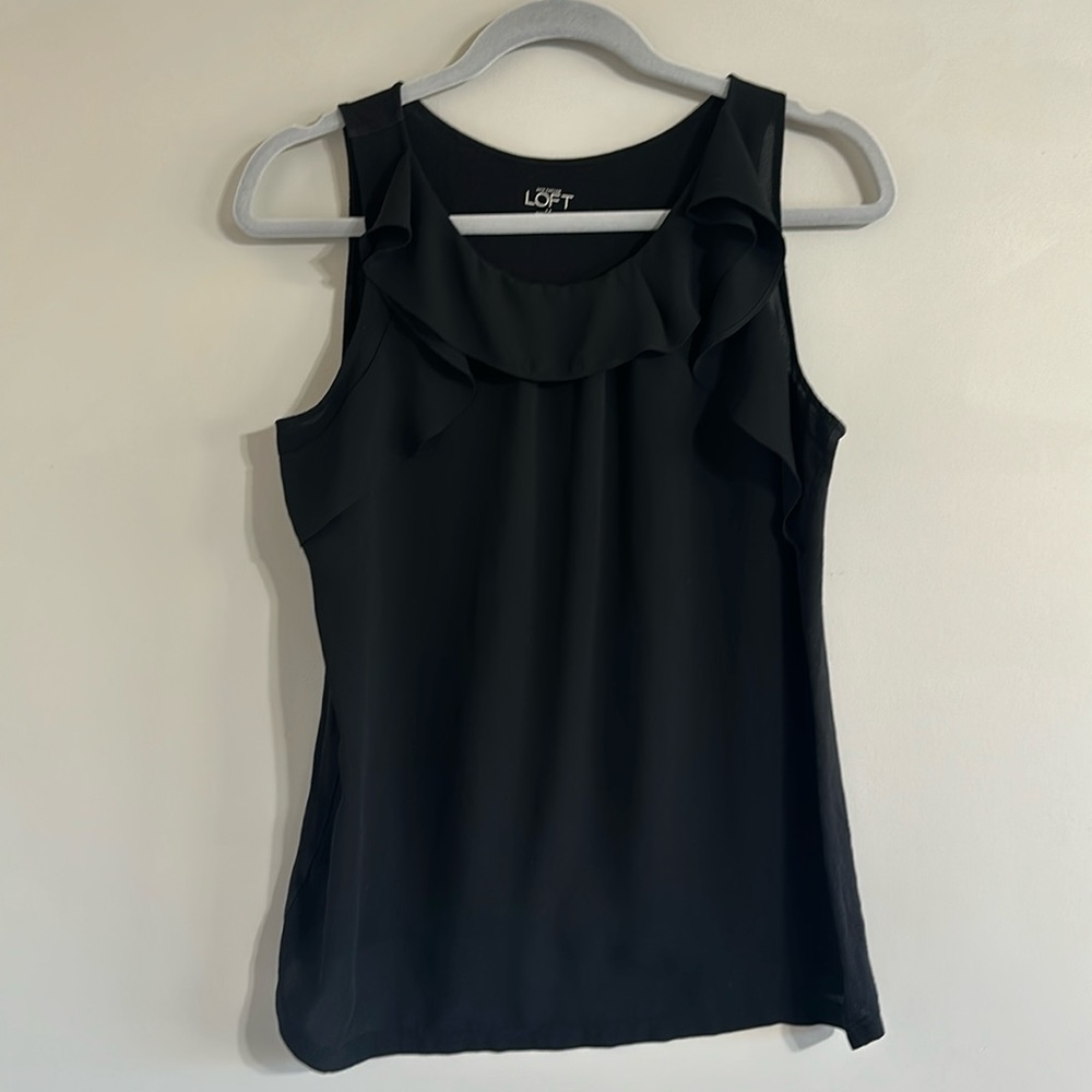 Loft Black Ruffle Blouse